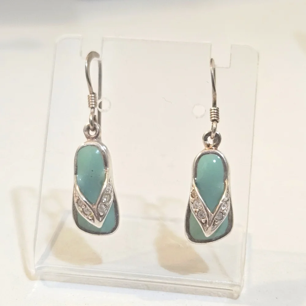 Flip Flop 925 Cz Earrings Sterling Silver Sandal Earrings